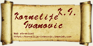 Kornelije Ivanović vizit kartica